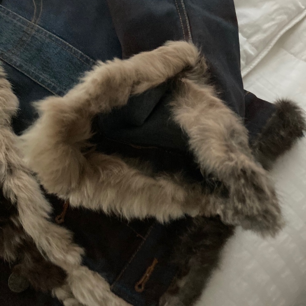 Denim jacket with Rabbit fur - Picture 3 of 5